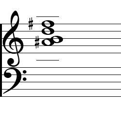 B minor Major7 Third Inversion Chord Music Notation