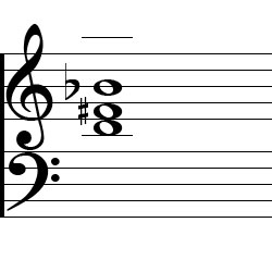 B♭ Augmented First Inversion Chord Music Notation