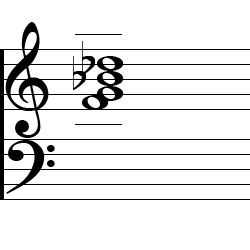 B♭ Minor 6 Second Inversion Chord Music Notation