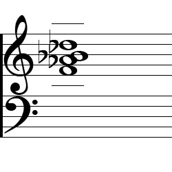 B♭ minor Dominant 7 Second Inversion Chord Music Notation