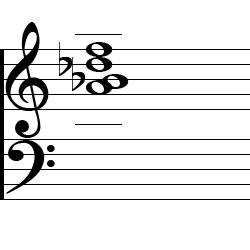 B♭ minor Major7 Third Inversion Chord Music Notation