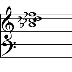 D♭ minor Dominant 7 Second Inversion Chord Music Notation