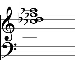 D♭ minor Dominant 7 Third Inversion Chord Music Notation