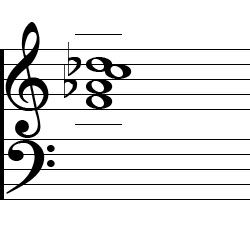 D♭ Major7 First Inversion Chord Music Notation