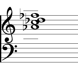 D♭ minor Major7 Second Inversion Chord Music Notation