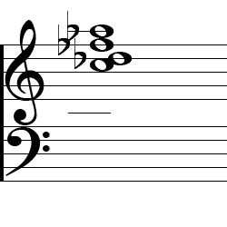 D♭ minor Major7 Third Inversion Chord Music Notation