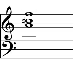 F Augmented First Inversion Chord Music Notation